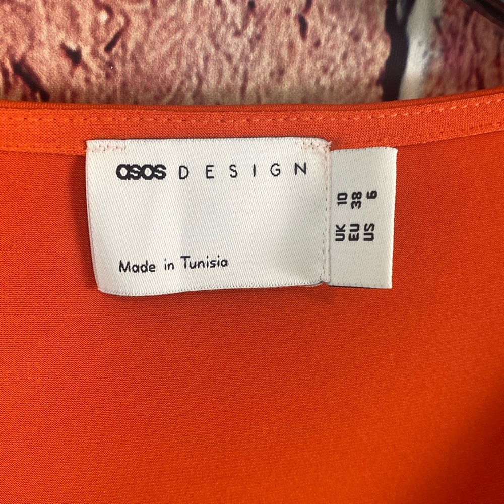 ASOS DESIGN long sleeve two pieced rope detail midi dress in burnt coral - Picture 3 of 4